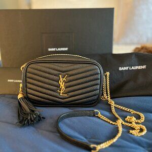 YSL~Saint Laurent Lou Camera Bag – Black Quilted Calfskin with Bronze Hardware